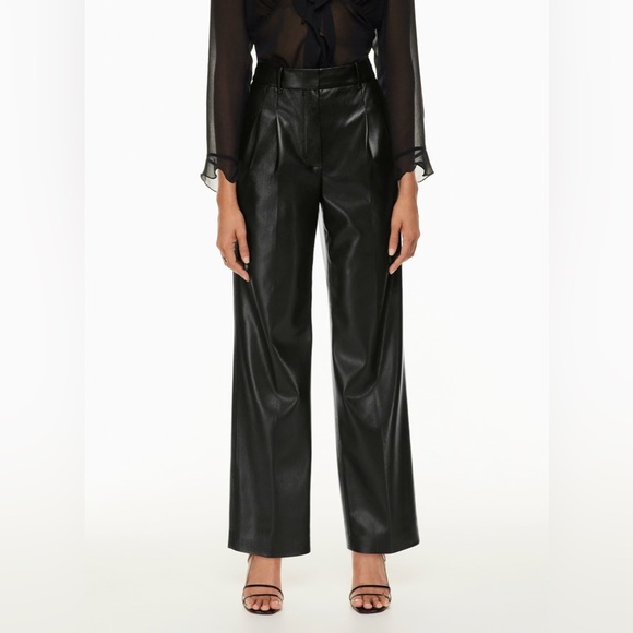 Aritzia Wilfred Effortless Pant High-Waisted Vegan Leather Pants - Size 4 - Picture 2 of 9